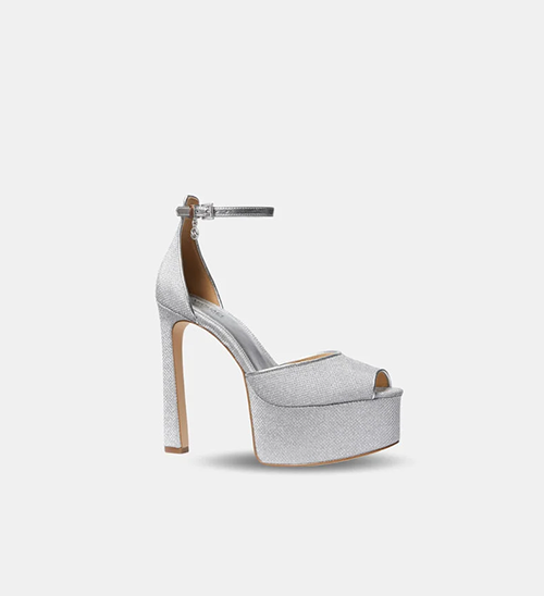 Martina Peep Toe Silver Glitter Pump