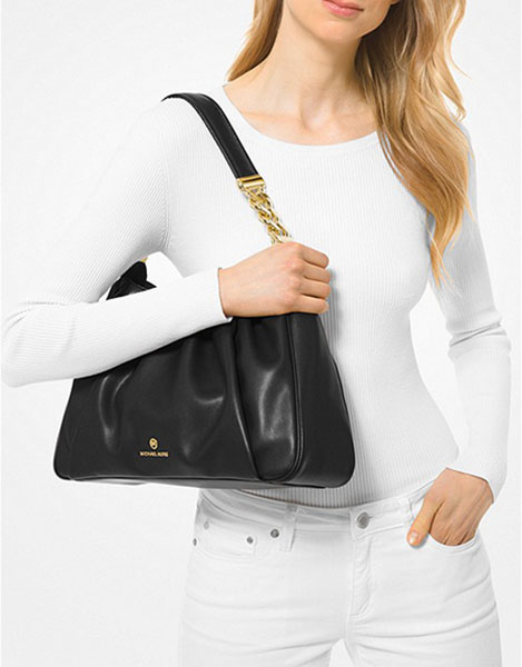 Hannah Black Medium Shoulder Bag