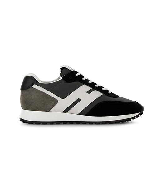 H383 Black & Grey Leather Sneaker