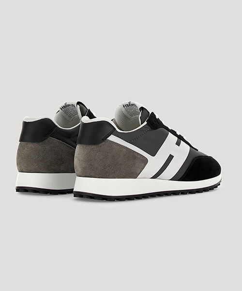 H383 Black & Grey Leather Sneaker