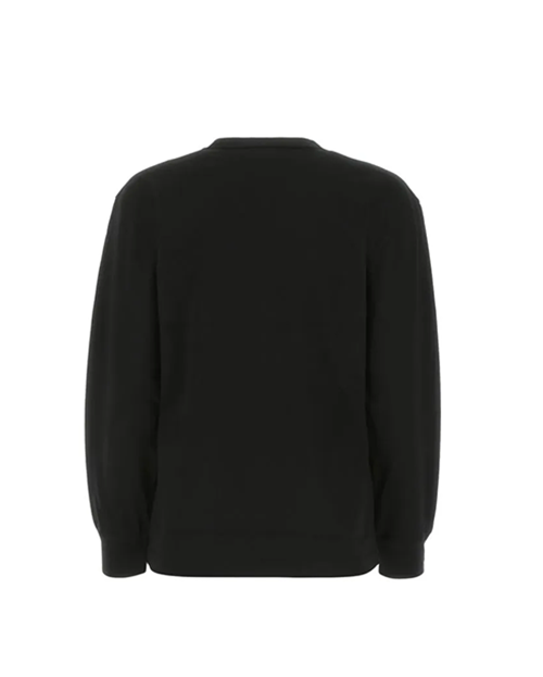 Black Essential Jersey LS Tee W/ Puff Logo & Bound   Neck