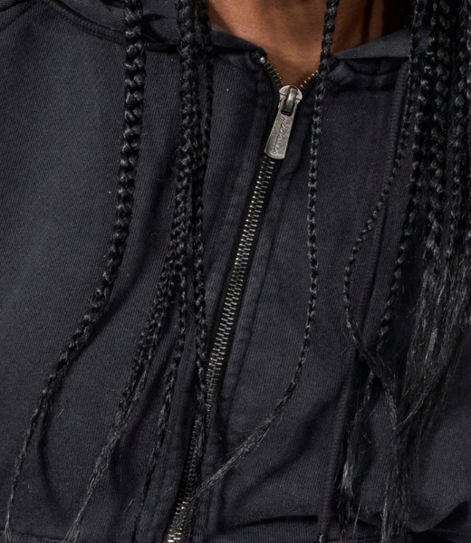 Corset Zip Black Hoodie