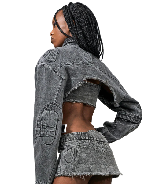 Denim Choker Black Jacket