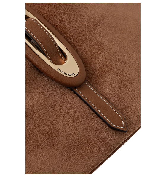 Brown Suede Leather Cornelia Md Buckle Hobo Shoulder Bag