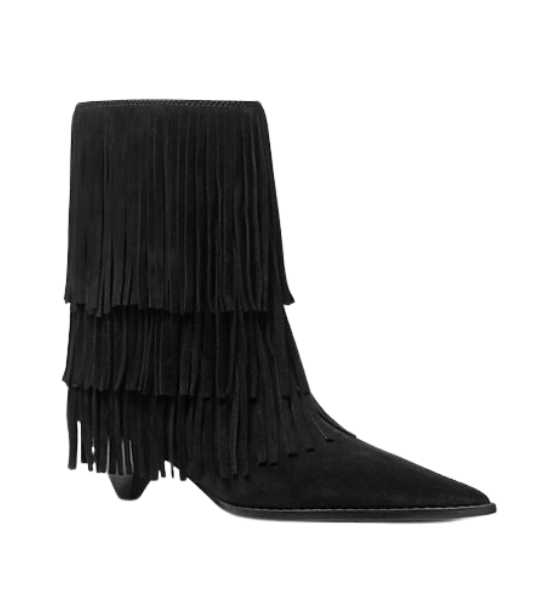 Black Suede Leather Jayla Heeled Bootie