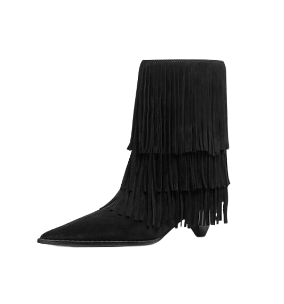 Black Suede Leather Jayla Heeled Bootie
