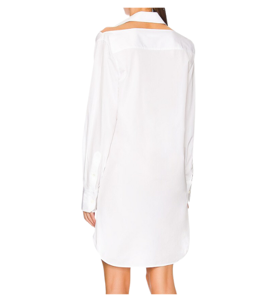 Cut- Out Poplin White Shirt Dress