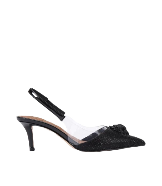 Belgravia Vinyl Black Synthetic With Rhinstones Slingback