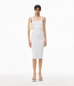 White Bodycon Below Knee Dress