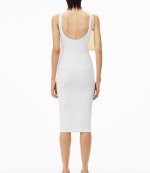 White Bodycon Below Knee Dress