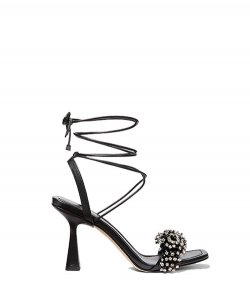 Lucia Leather Crystal Bead Fringe Sandal