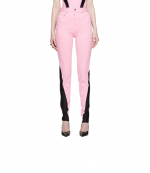 Bi Material Pink Black Spiral Jean