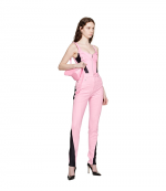 Bi Material Pink Black Spiral Jean