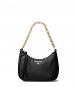 Black Jet Set Charm Shoulder Bag With Gold Chain