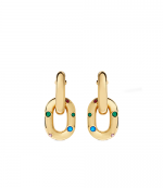 XL Gold Multicolor Link Hoop Double Earrings