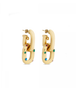 XL Gold Multicolor Link Hoop Double Earrings
