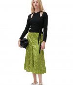 Crinkled Satin Midi Skirt