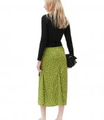 Crinkled Satin Midi Skirt