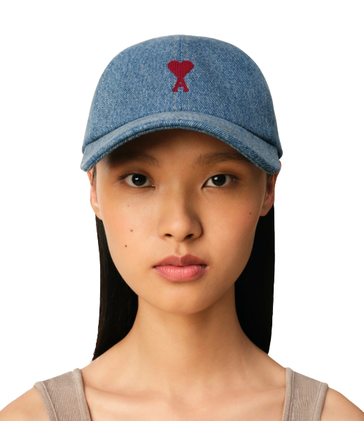 Red Ami De Couer Embroidery Denim Cap
