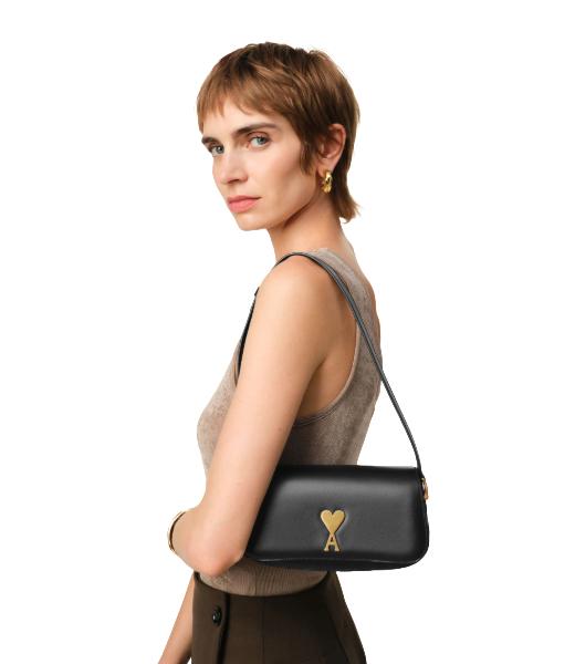 Black Leather Shoulder Baguette Bag Paris Paris Bag