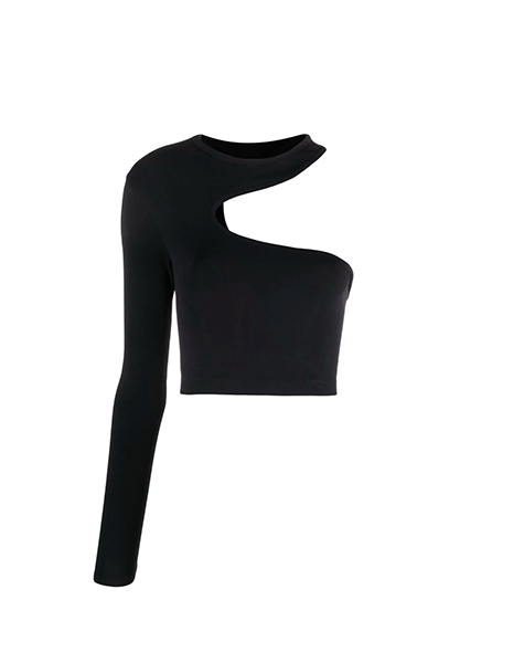 Cut-Out Black Seamless Shirt