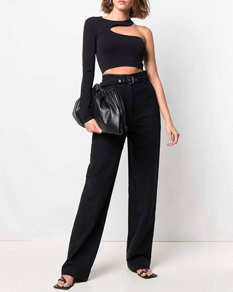 Cut-Out Black Seamless Shirt