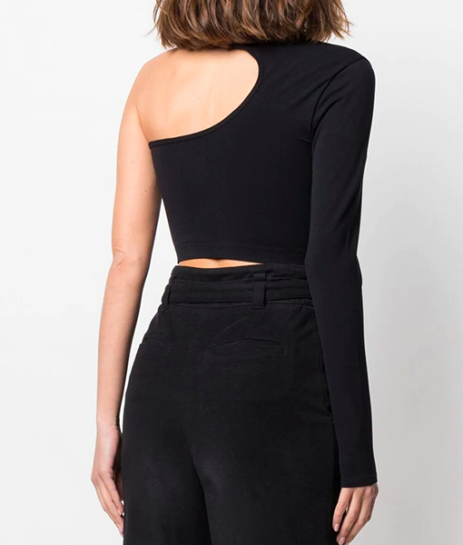 Cut-Out Black Seamless Shirt