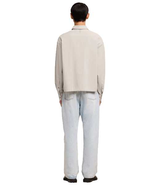 Long Sleeve Drawstring Beige Shirt