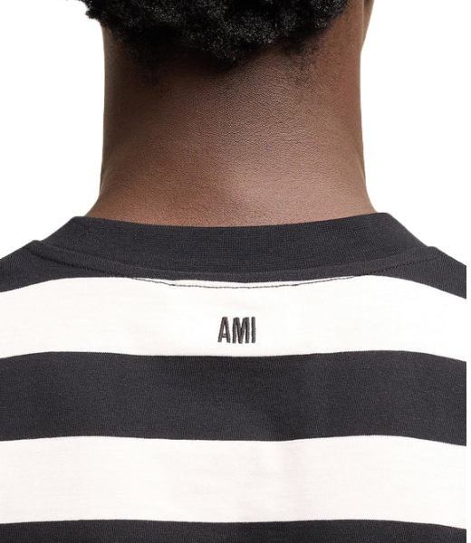Red Ami De Coeur Black White Stripes T-Shirt