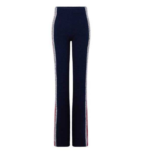 Navy Blue/Red/Ecru Stripes Pantalon Fitted Pants