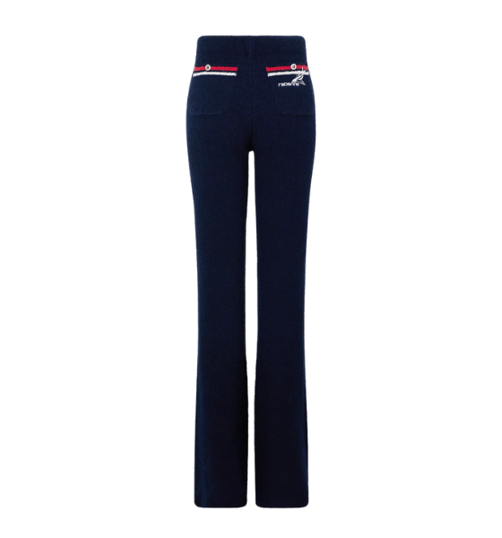 Navy Blue/Red/Ecru Stripes Pantalon Fitted Pants
