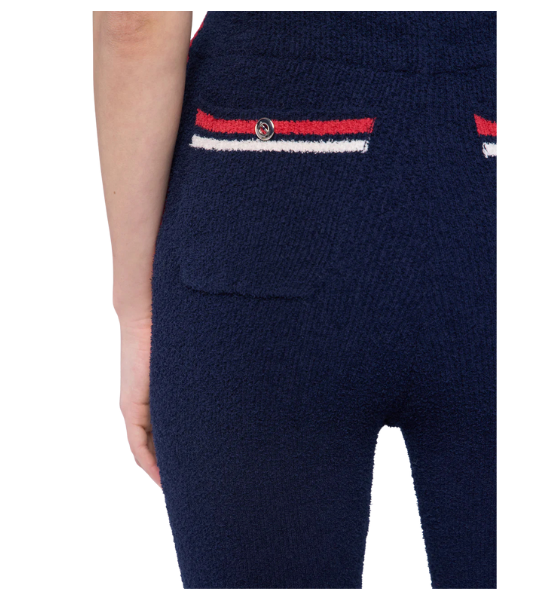 Navy Blue/Red/Ecru Stripes Pantalon Fitted Pants