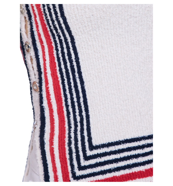 Ecru/Red/Navy Stripes Pull Cardigan