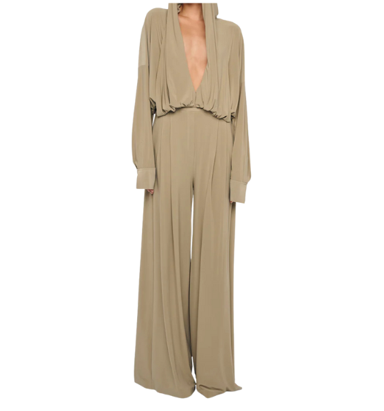 Khaki Hooded Super Oversized Bf Nk Shirt Bodysuit