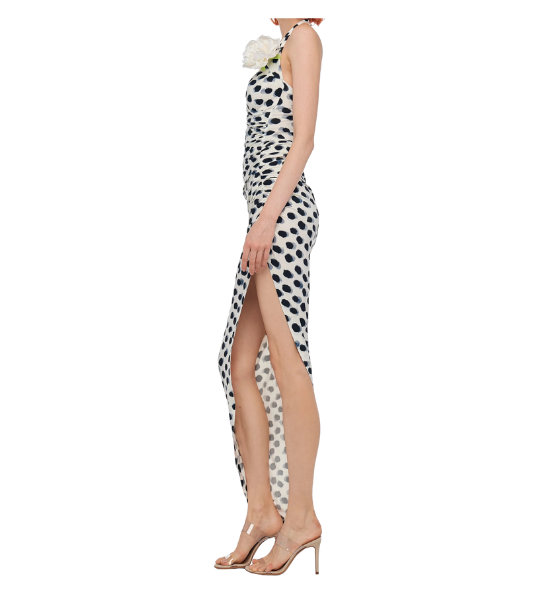 White Cayla Side Drape Gown