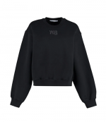 Black Essential Terry Crew Sweatshirt W/ Puff  Paint Logo
