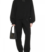 Black Essential Terry Crew Sweatshirt W/ Puff  Paint Logo