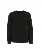 Black Essential Jersey LS Tee W/ Puff Logo & Bound   Neck