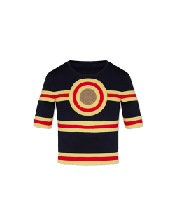 Navy Gold Pull Round Neck