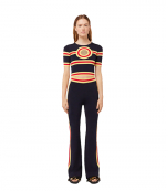 Navy Gold Pull Round Neck