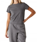 Silver Glitter Essential Jersey Shrunk Tee With Puff Logo