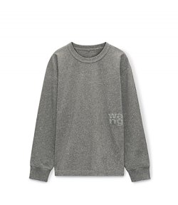 Silver Glitter Essential Jersey LS Tee With Puff   Logo