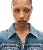 Denim Shrunken Trucker Jacket Crystal Cuff