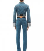 Denim Shrunken Trucker Jacket Crystal Cuff