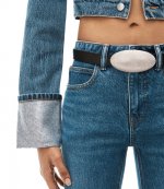 Denim Shrunken Trucker Jacket Crystal Cuff