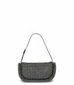 Bumper-15 Black Leather Shoulder Bag With Crystal
