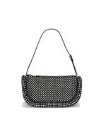 Bumper-15 Black Leather Shoulder Bag With Crystal