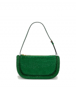 Bumper-15 Green Leather Shoulder Bag With Crystal