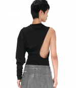 Black Asymmetric One Sleeve Top