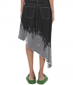 Black Studded Denim Asymmetric Skirt